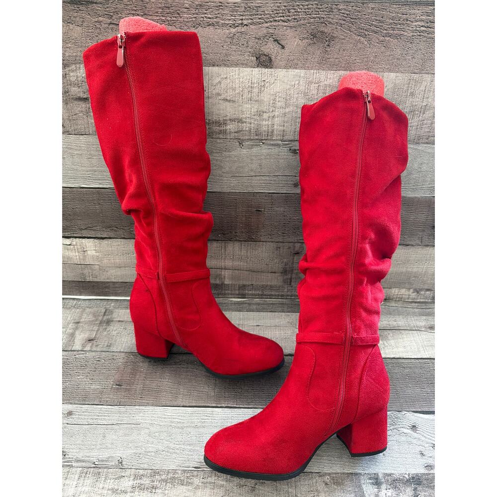 Dream Paris Jennifer-1 Red Tall Full Zip Silver Bling Boots Women’s 5.5 NIB Gift - Picture 3 of 10